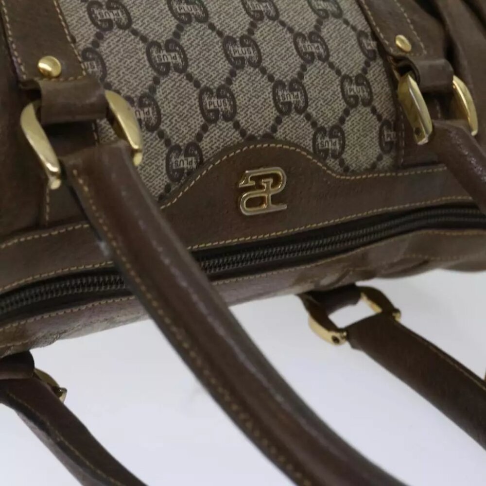 GUCCI GG PLUS Canvas Hand Bag PVC Beige Brown - Picture 3 of 7